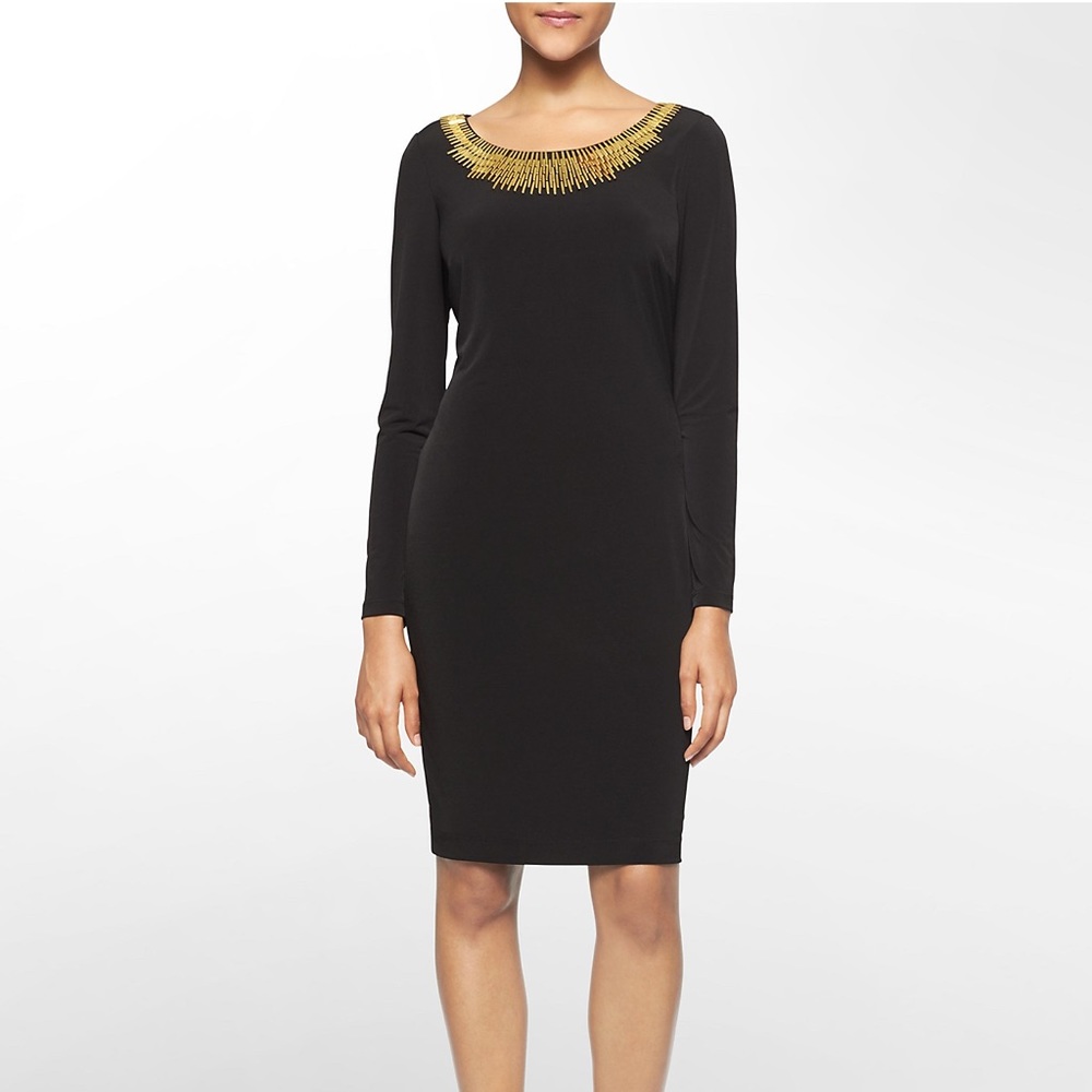 Calvin Klein gold detail cocktail dress